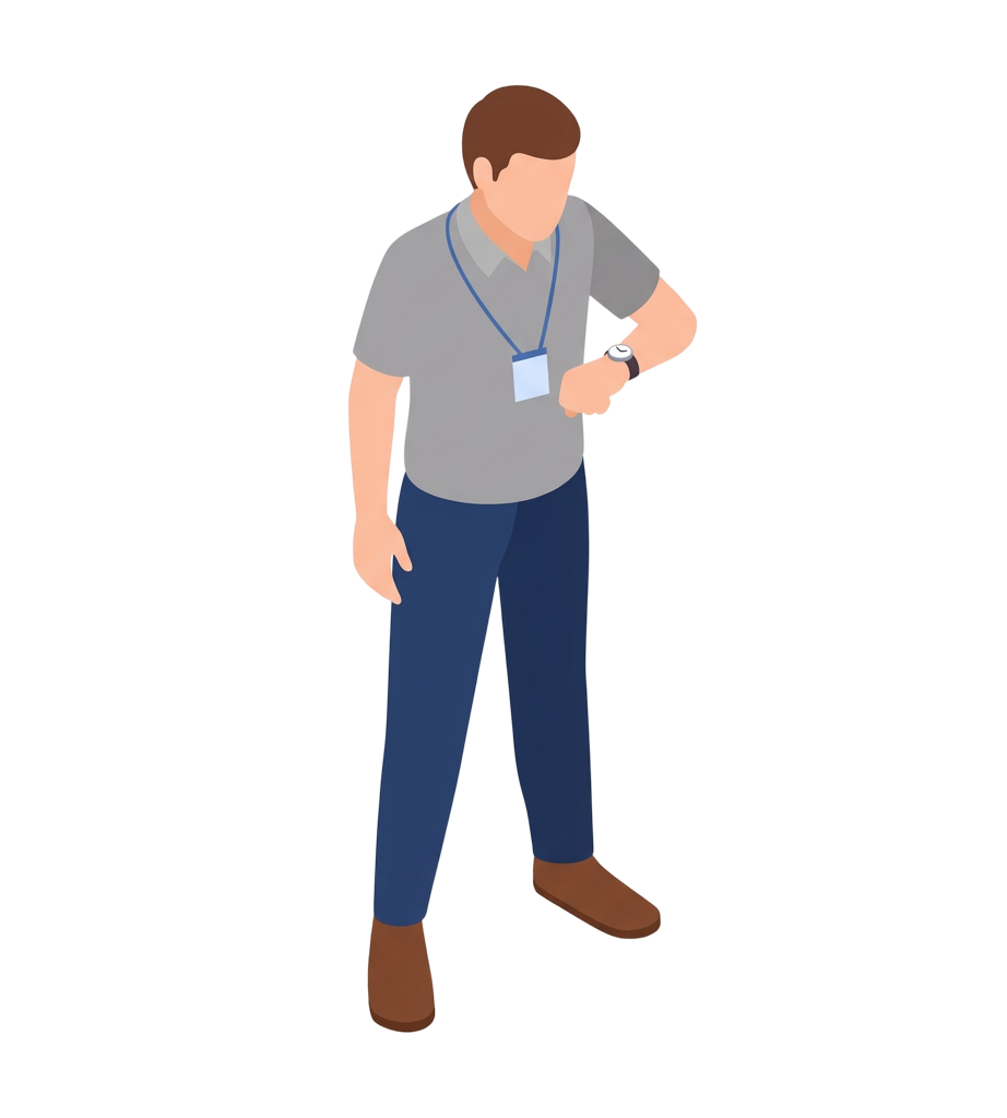 Instructor checking schedule